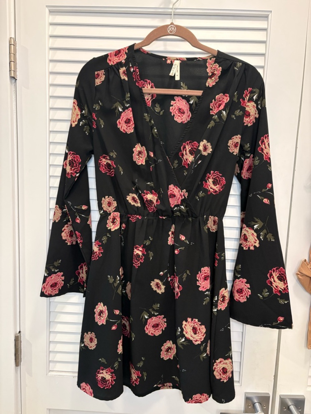 Black Floral Dress with Pink Roses
